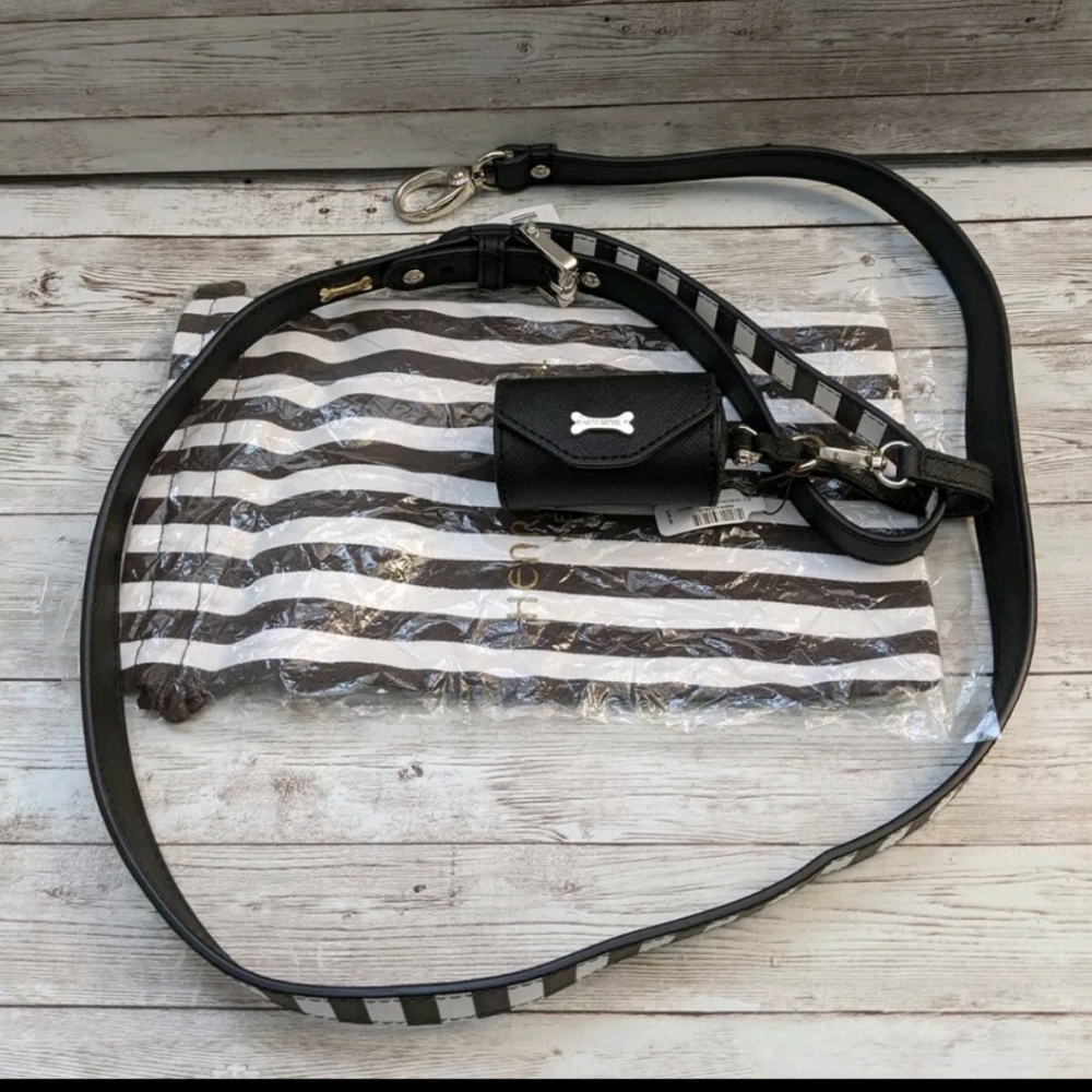 HENRI BENDEL West 57th Saffiano Leather Stripe Dog Leash Poop Bag Holder NEW